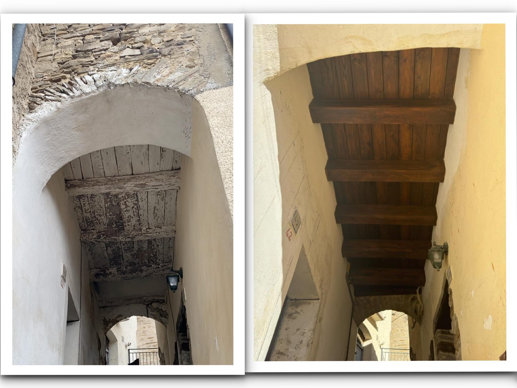 Prima e dopo l&rsquo;intervento &mdash; sottoarco di accesso